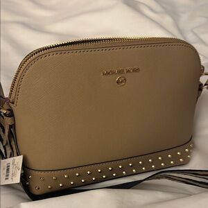 NWT Michael Kors Tan Leather Crossbody with Studded Detail
